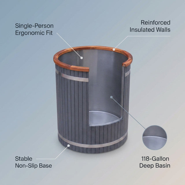 Cold Therapy 1 Person Ice Bath 118 Gallon Cold Plunge 37.5" X 33.25" — Lifestyle