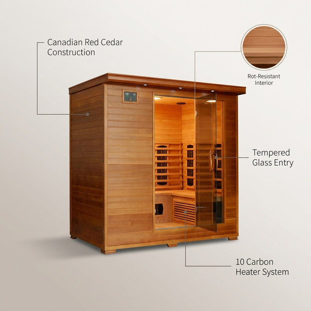 6-Person Cedar Infrared Sauna with 10 Carbon Heaters — Lifestyle