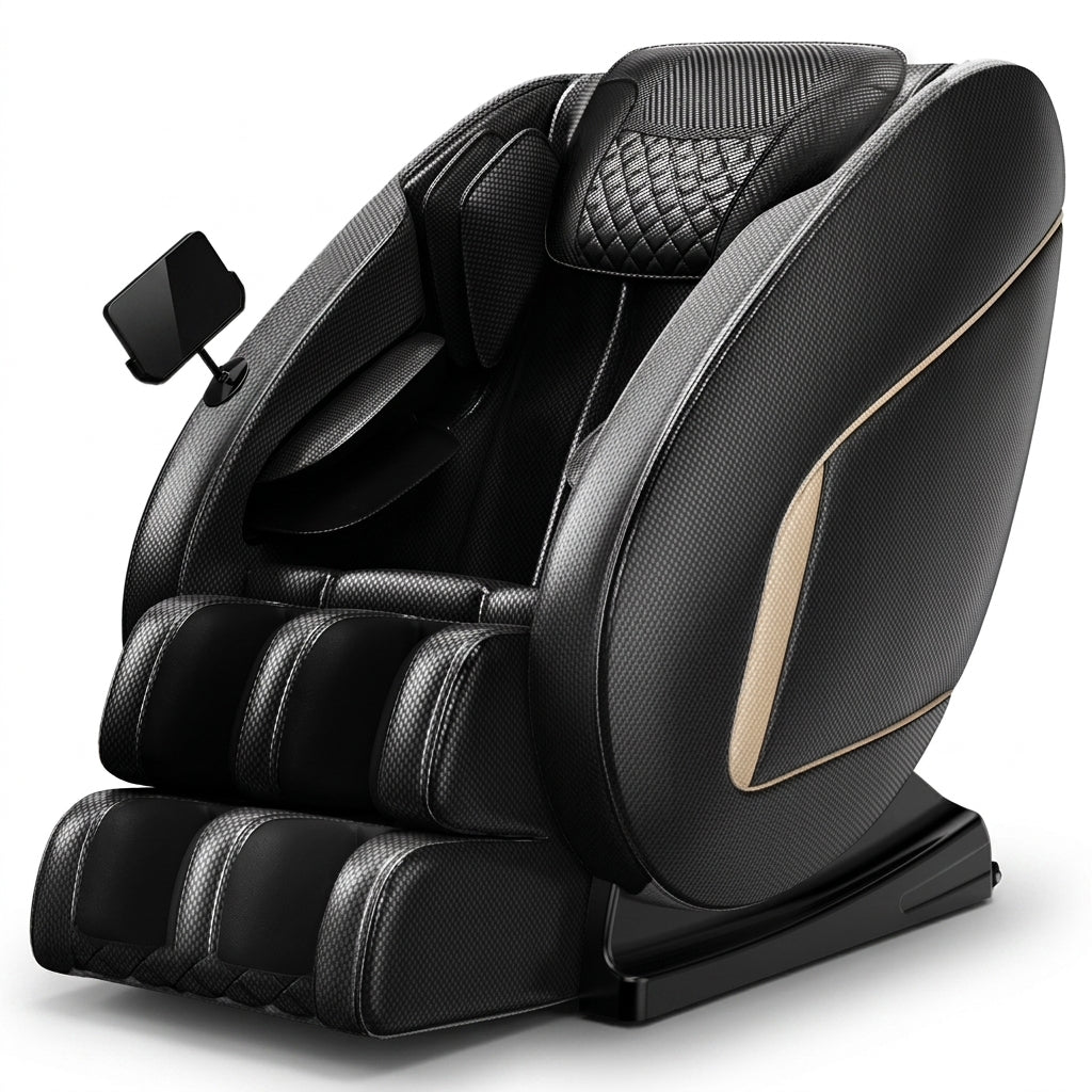 Massage Chair Neck Massager with Zero Gravity Heating Bluetooth Functions (Black) — Studio Shot