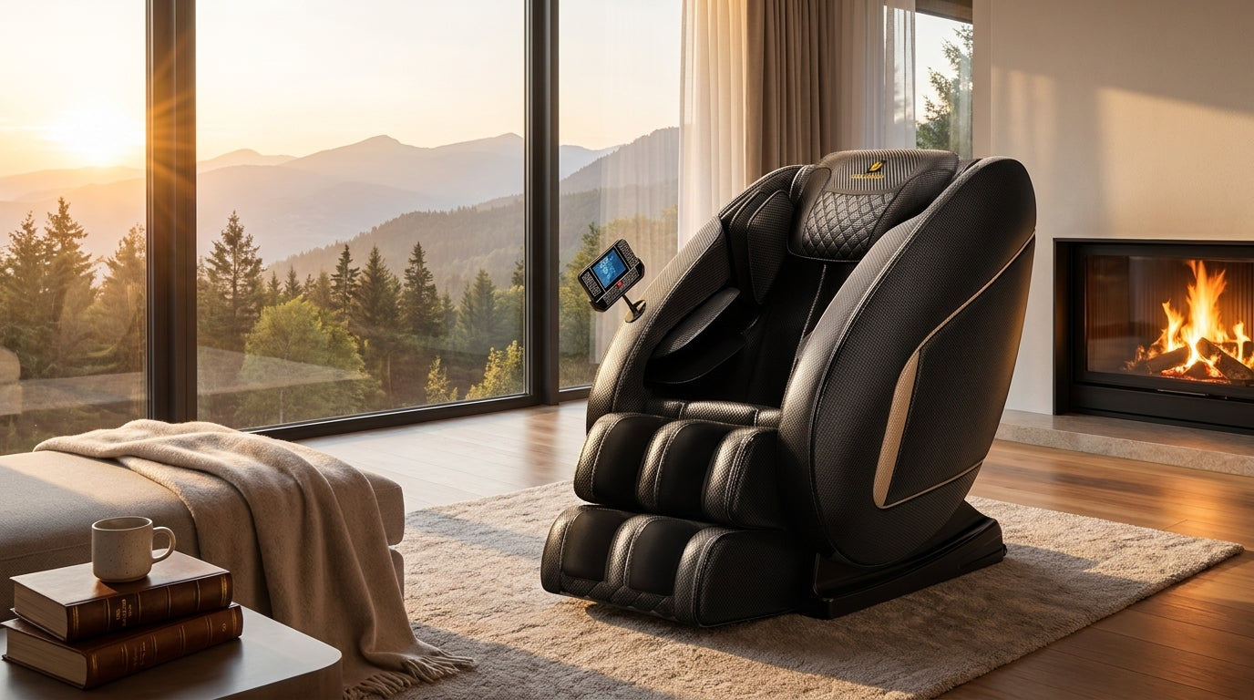 Massage Chair Neck Massager with Zero Gravity Heating Bluetooth Functions (Black) — Lifestyle